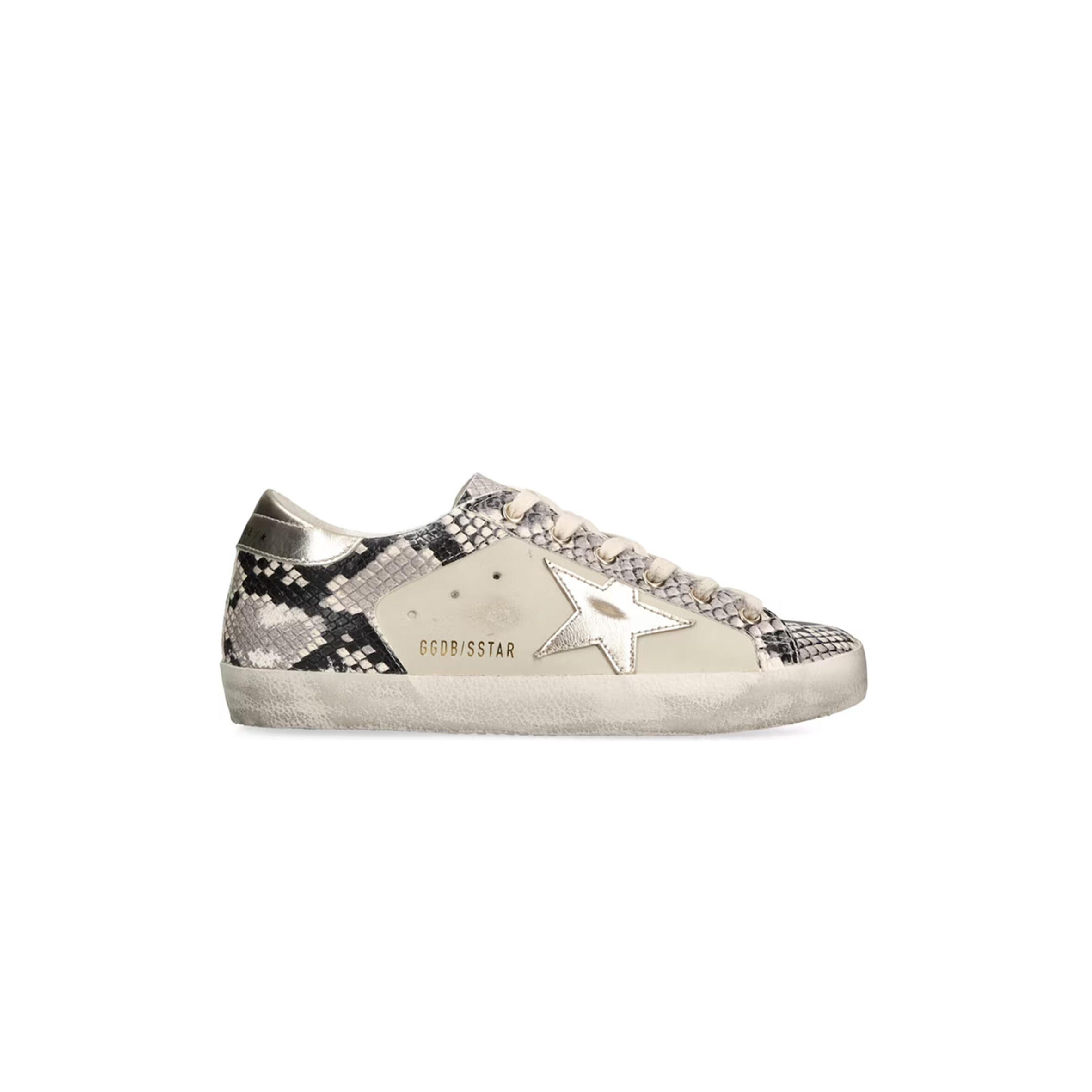 GOLDEN GOOSE SUPER STAR LOGO-EMBROIDERED TEXTURED LEATHER LOW-TOP TRAINERS